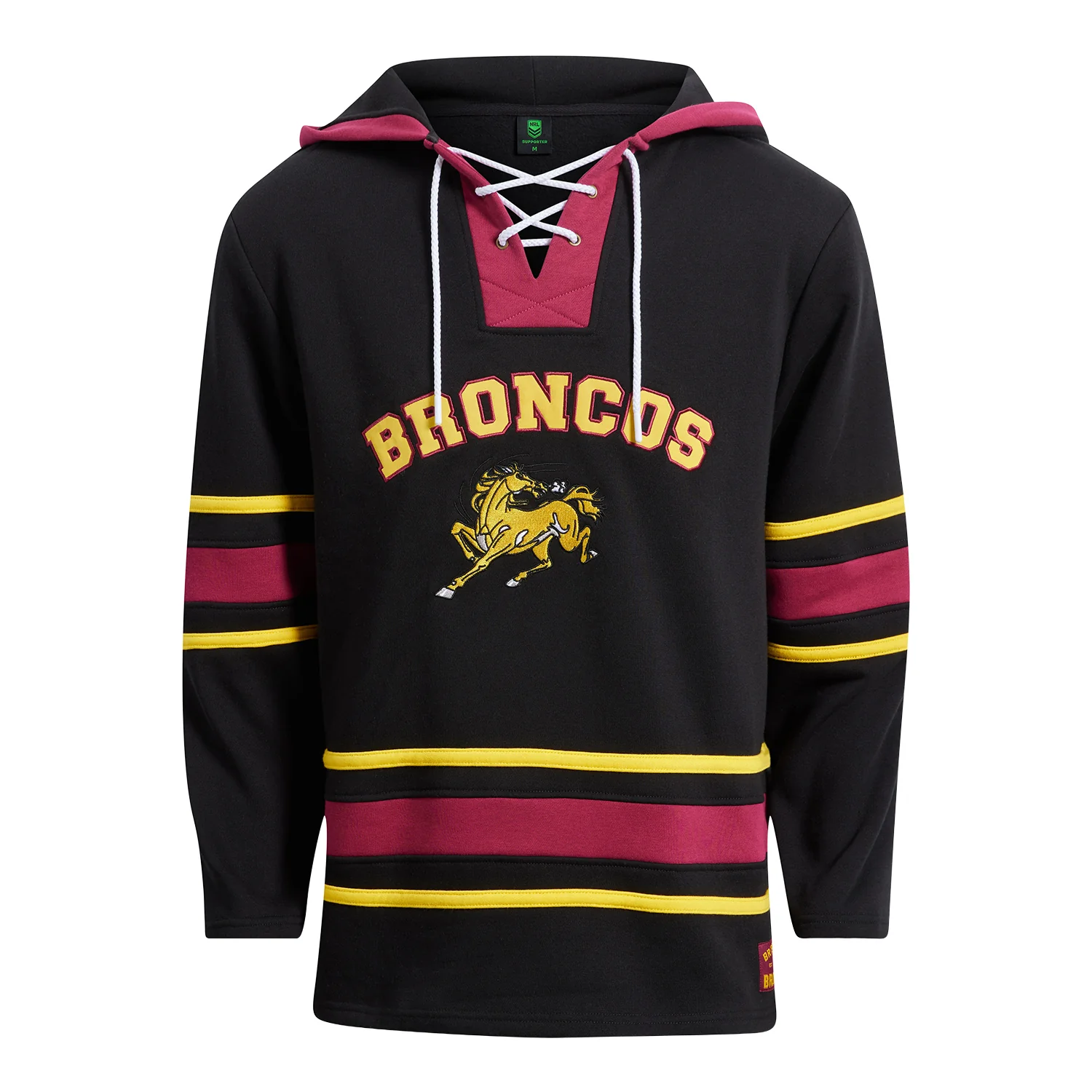 Brisbane Broncos Mens Hockey Lace Up Hoodie