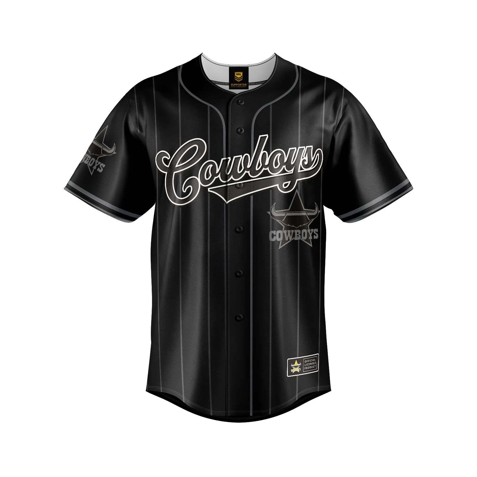North Queensland Cowboys Adult Blackout Baseball Shirt