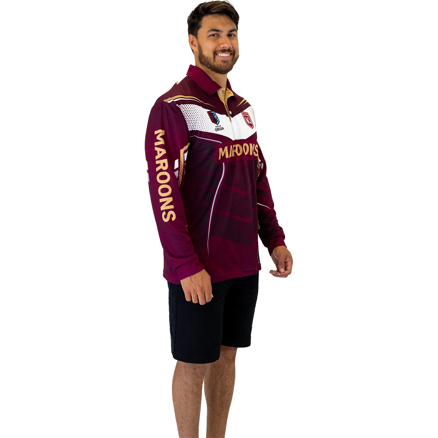 QLD Maroons Mens Cyber Fishing Shirt - Image 3