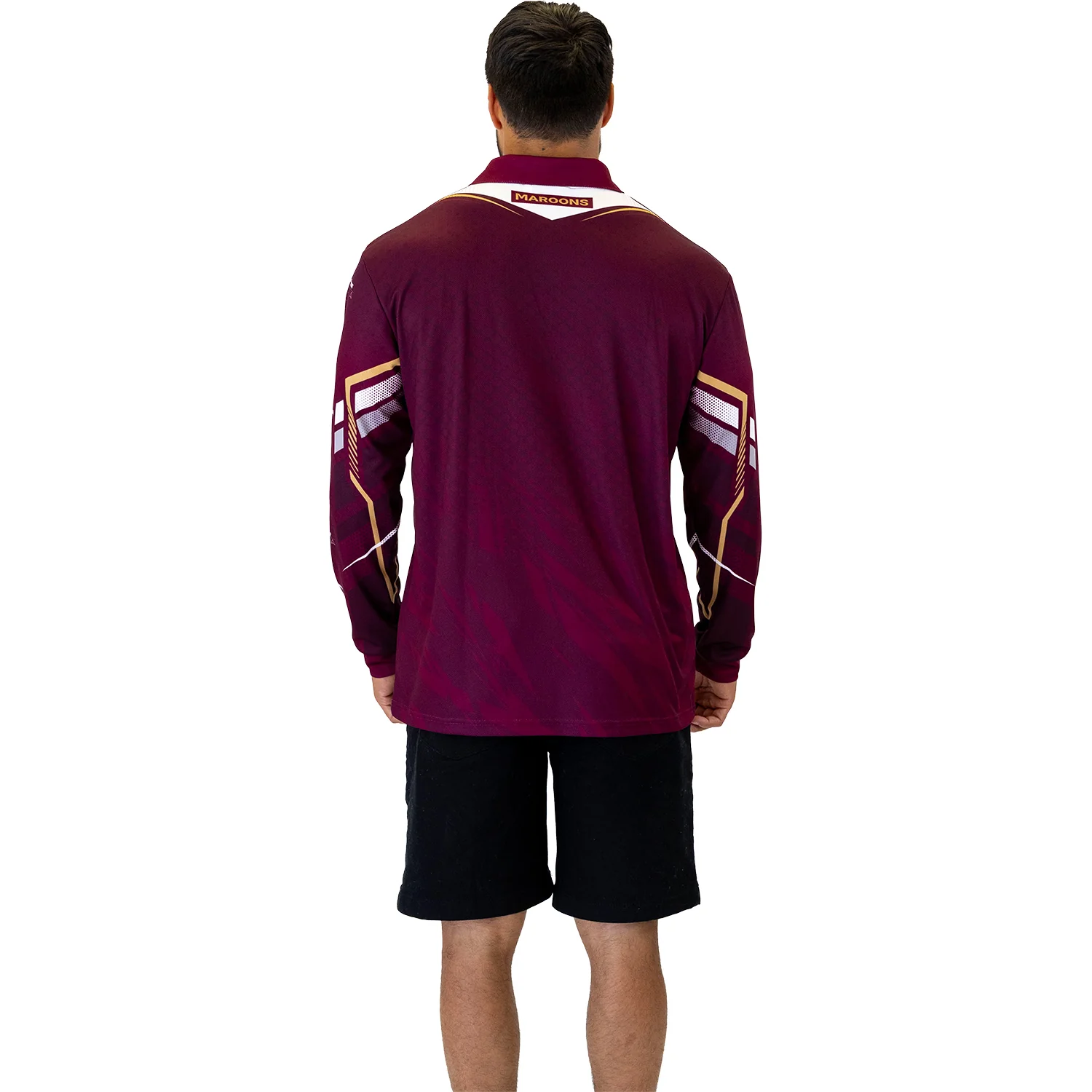 QLD Maroons Mens Cyber Fishing Shirt - Image 4