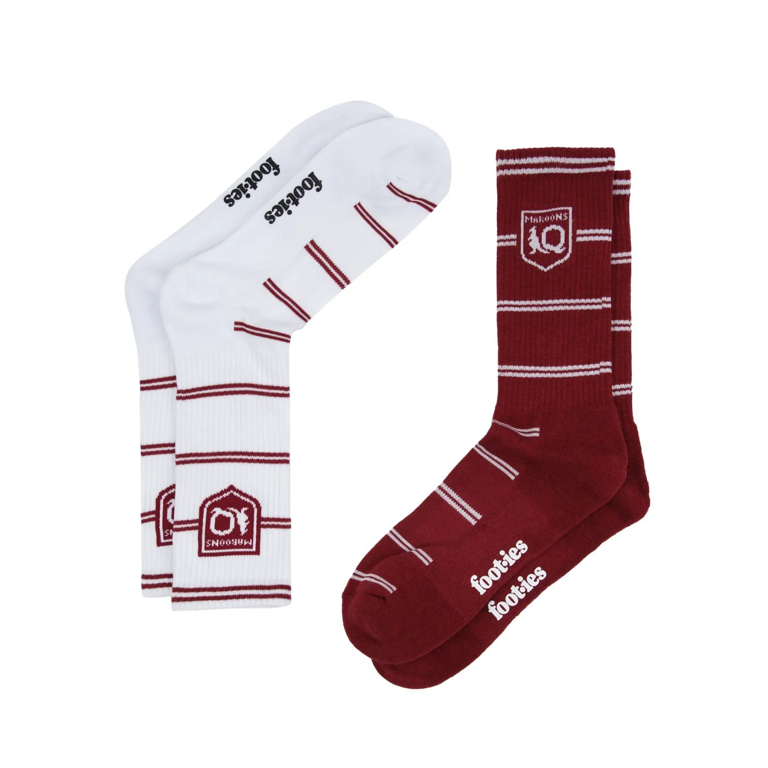 QLD Maroons Stripe Sneaker Socks 2 Pack - Image 2
