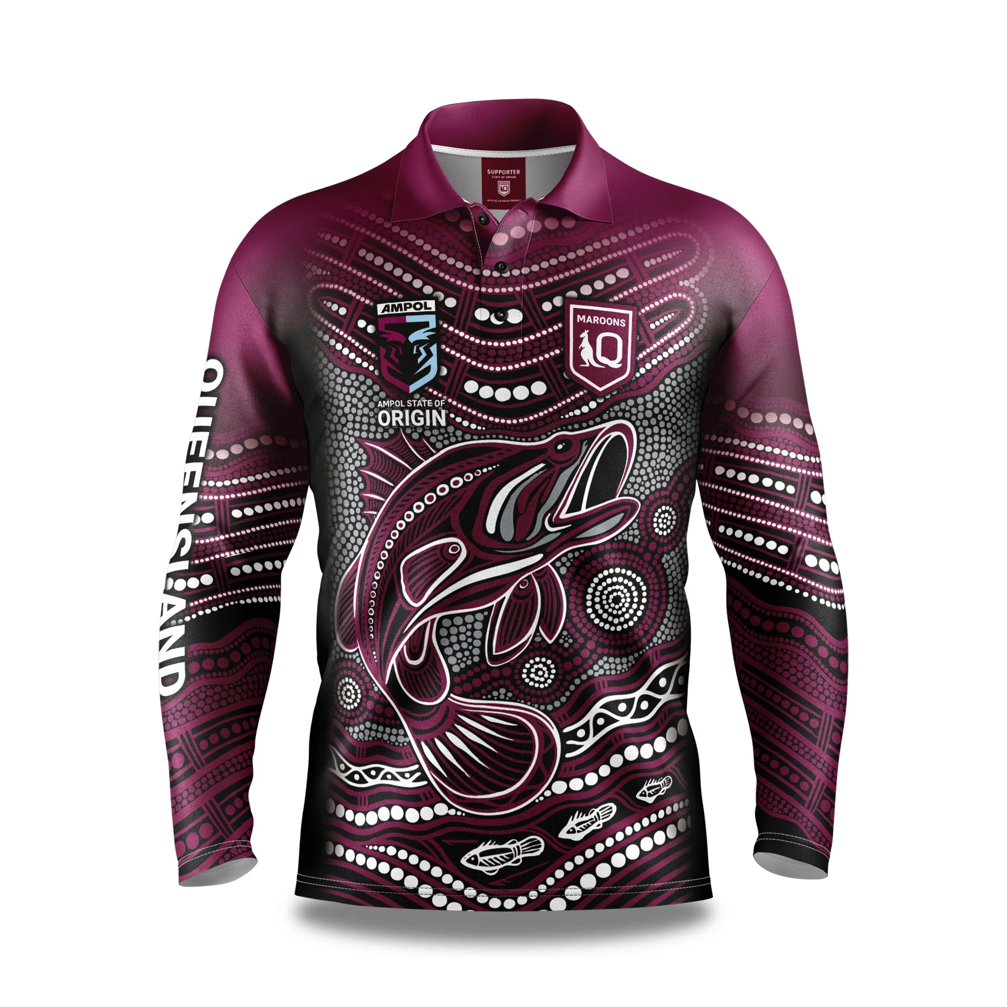 QLD Maroons 'Jumping Barra' Fishing Shirt