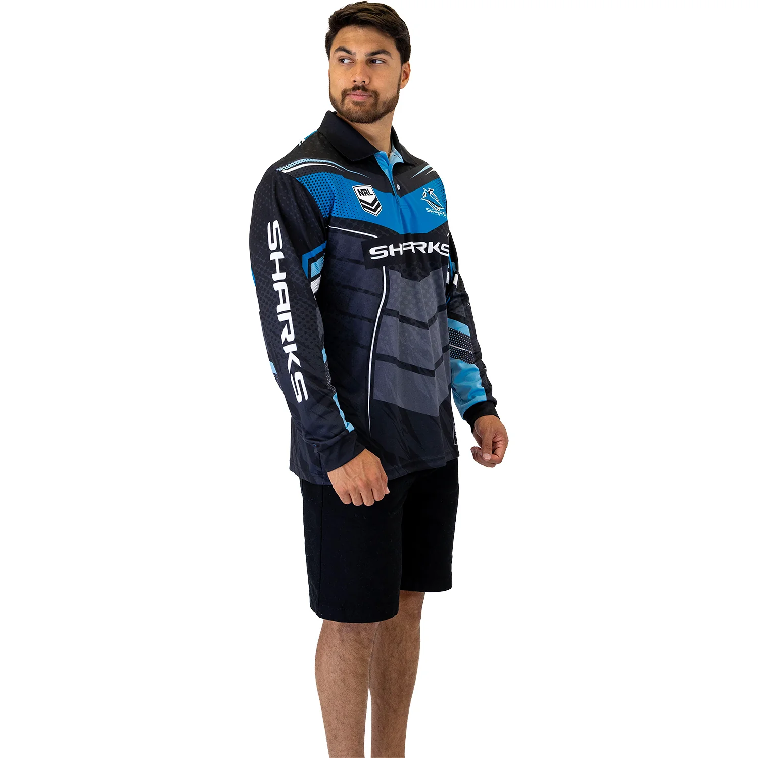 Sharks Cyber Fishing Shirt Mens - Image 3