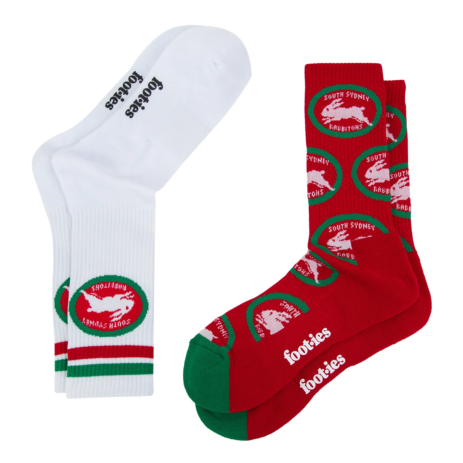 South Sydney Rabbitohs Retro Sneaker Sock 2 Pack - Image 2