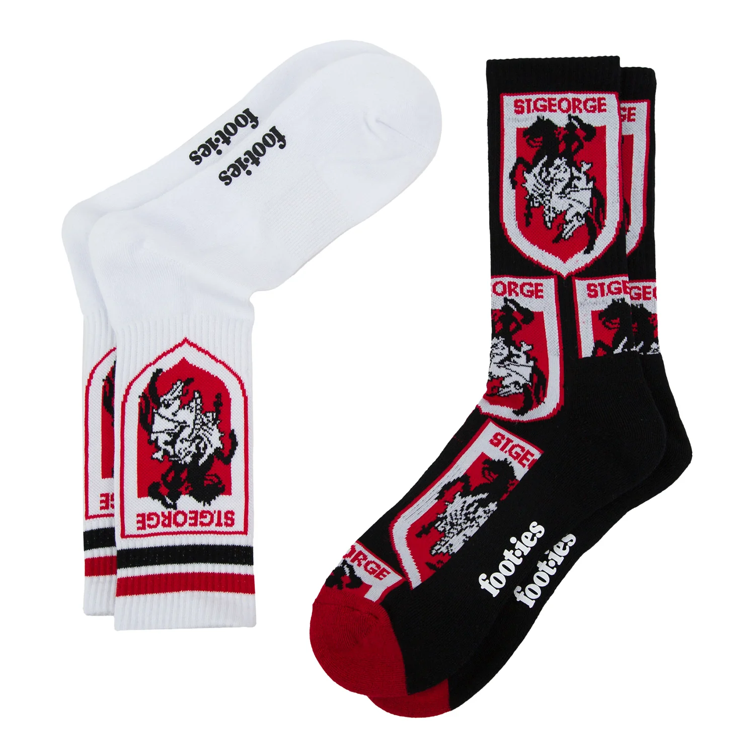 St George Illawarra Dragons Retro Sneaker Sock 2 Pack - Image 2